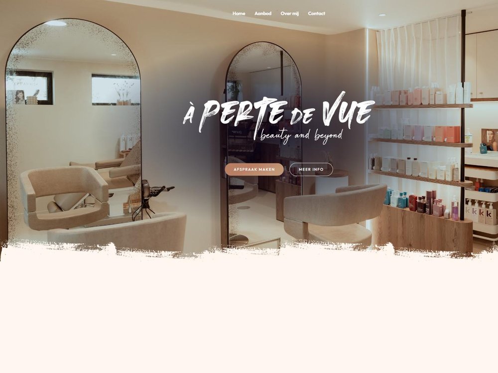 Website van À Perte De Vue, kapsalon en beautysalon in Merelbeke