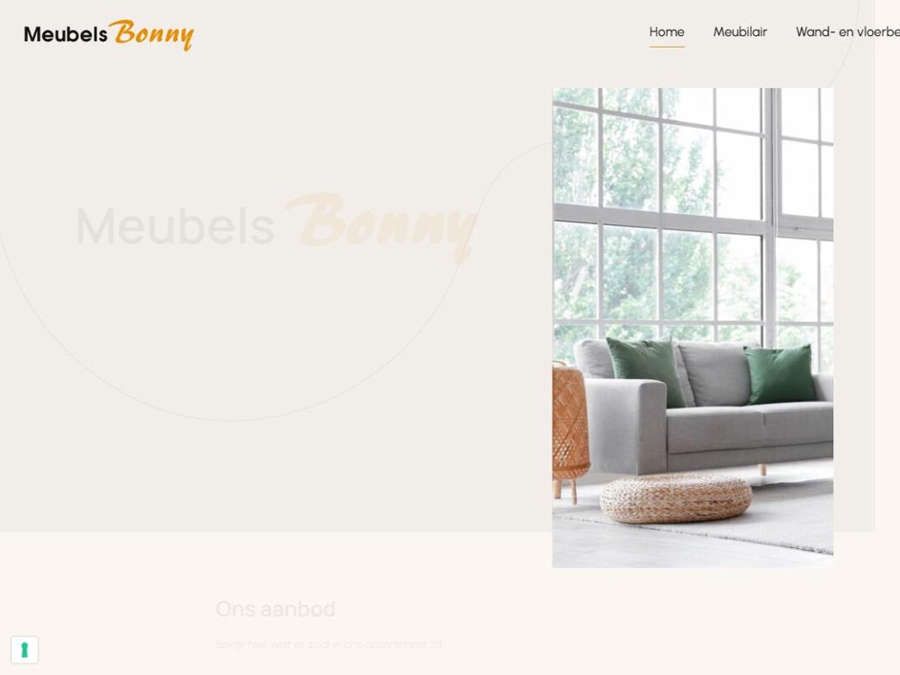 Website van Meubels Bonny, meubelzaak in Heist-aan-Zee