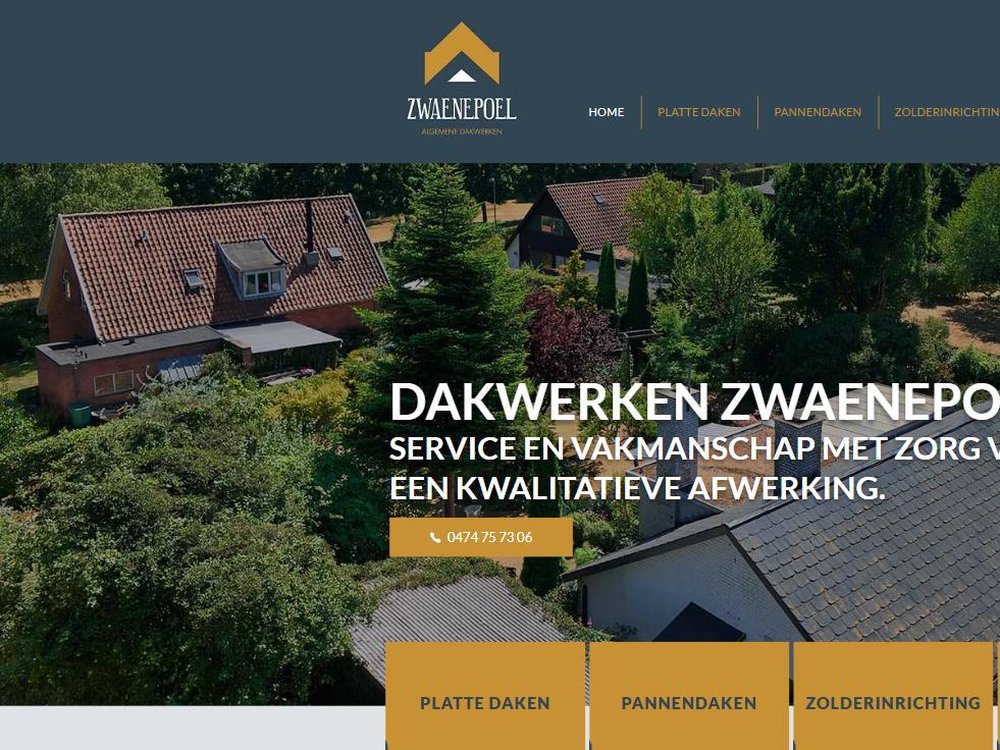 Website van Dakwerken Zwaenepoel, dakwerken in Loppem